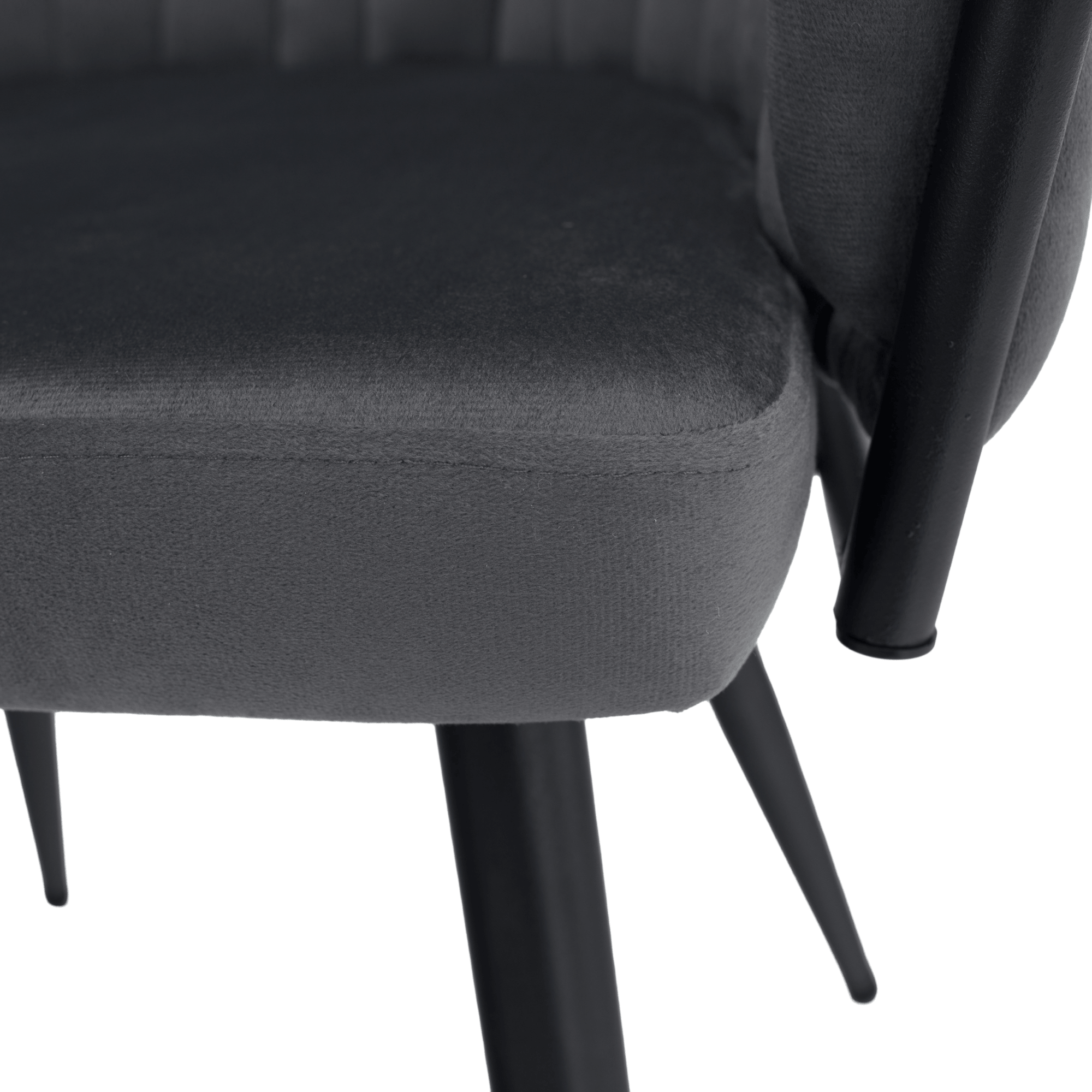 Scaun de bucatarie, gri inchis tesatura velvet/negru, BLER — imaginea 3