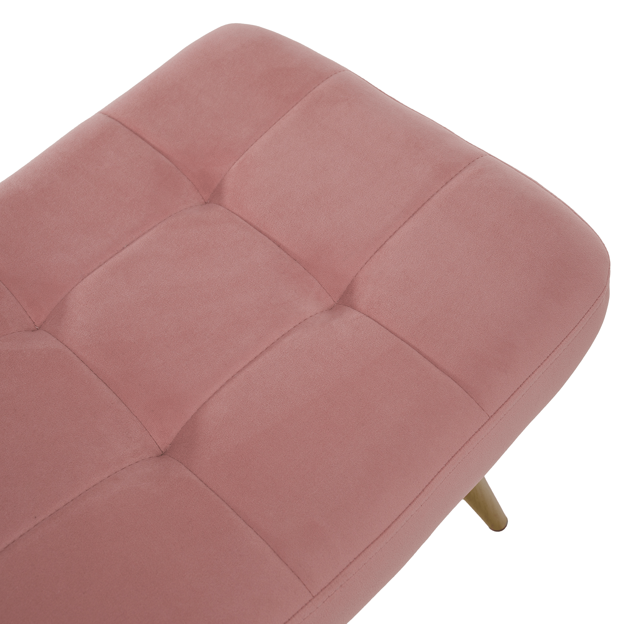 Fotoliu cu suport pentru picioare, tesatura Velvet roz/stejar, HABEN — imaginea 16