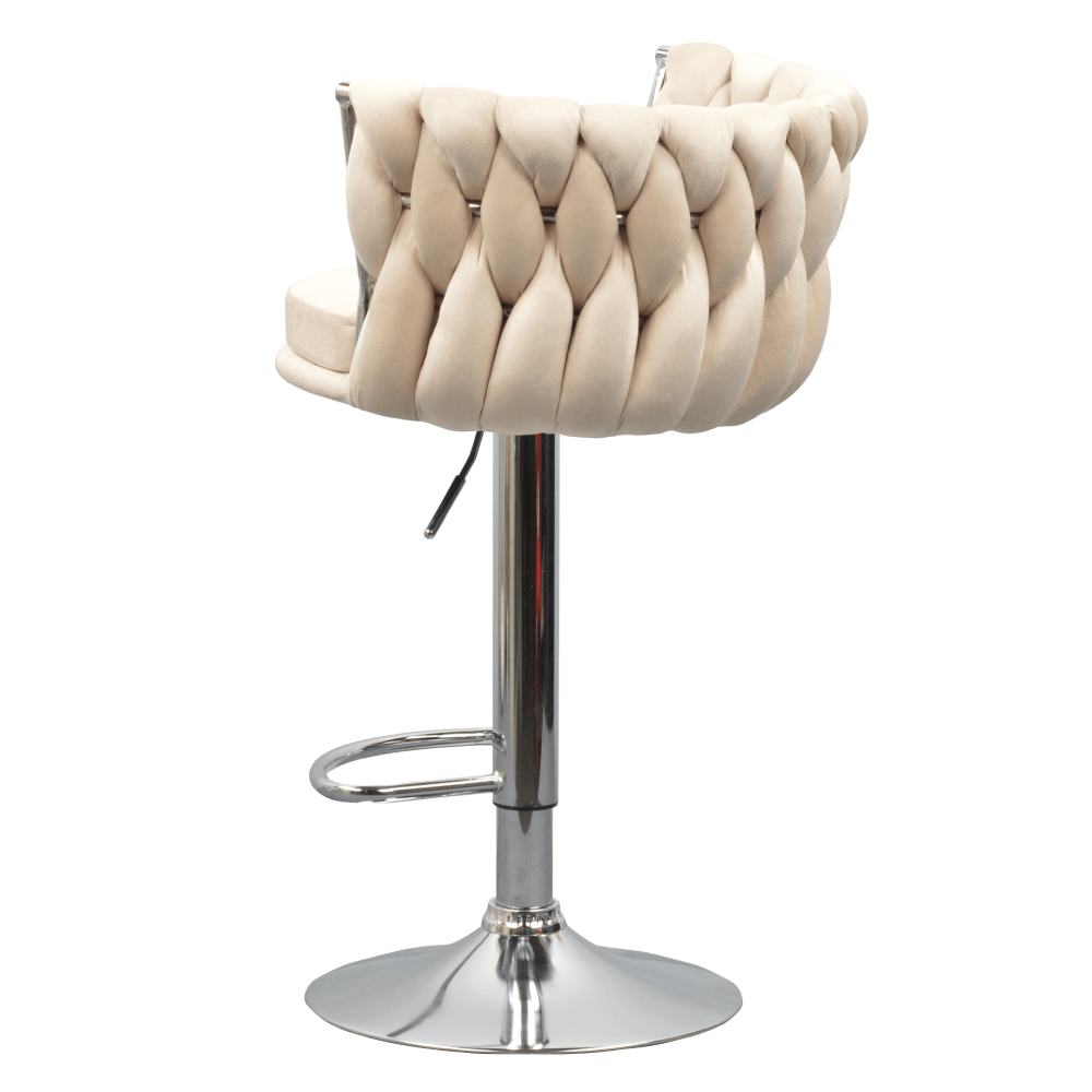 Scaun de bar de design, bej tesatura Velvet/crom, BRIN — imaginea 6