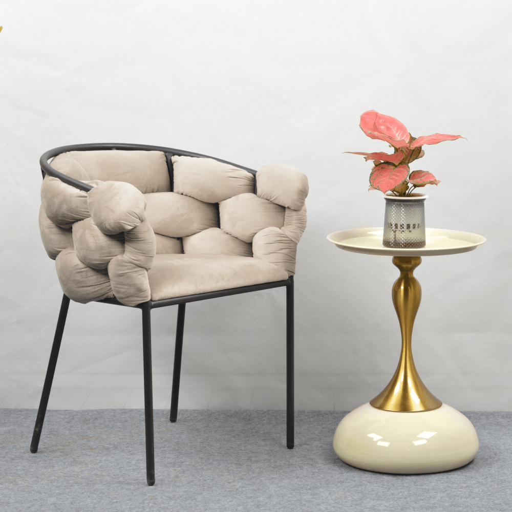Fotoliu pentru sufragerie, tesatura gri maronie Taupe Velvet/neagra, DOROTA — imaginea 3