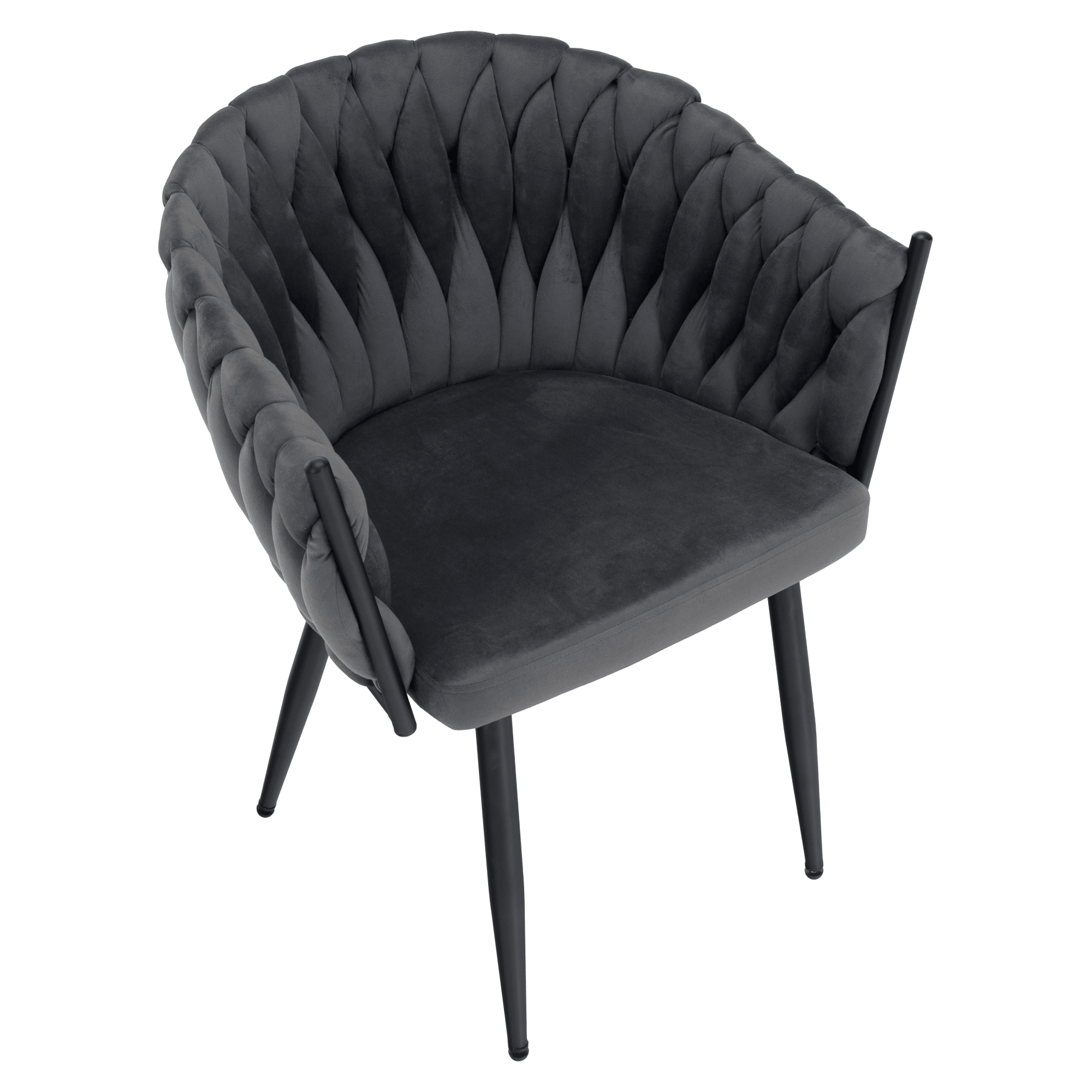 Scaun de bucatarie, gri inchis tesatura velvet/negru, BLER — imaginea 4