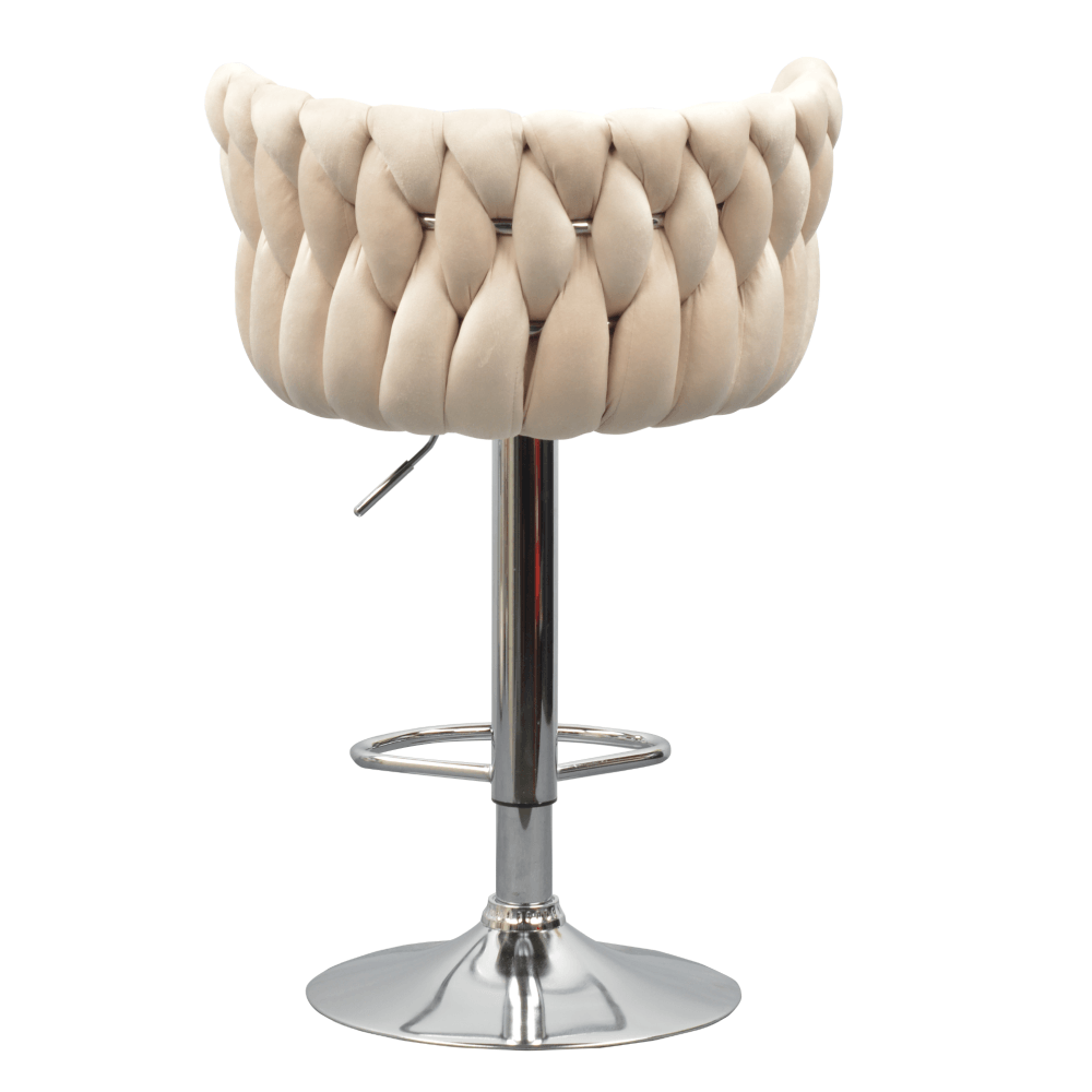 Scaun de bar de design, bej tesatura Velvet/crom, BRIN — imaginea 7