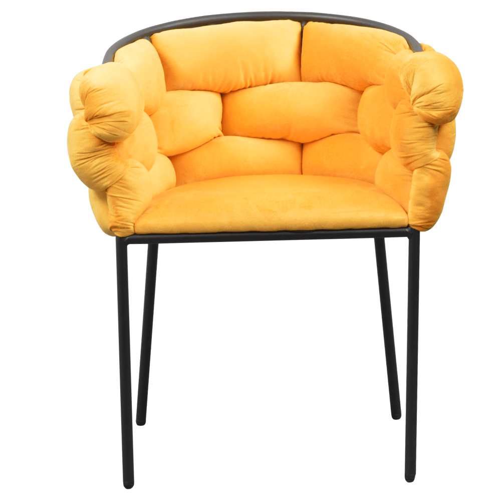 Fotoliu pentru sufragerie, tesatura galbena Velvet/neagra, DOROTA — imaginea 4