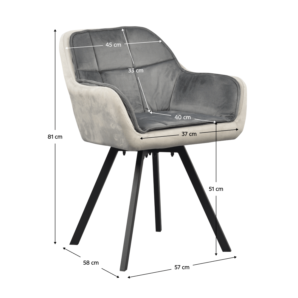Fotoliu pentru sufragerie pivotant, tesatura Velvet gri, FLER — imaginea 2
