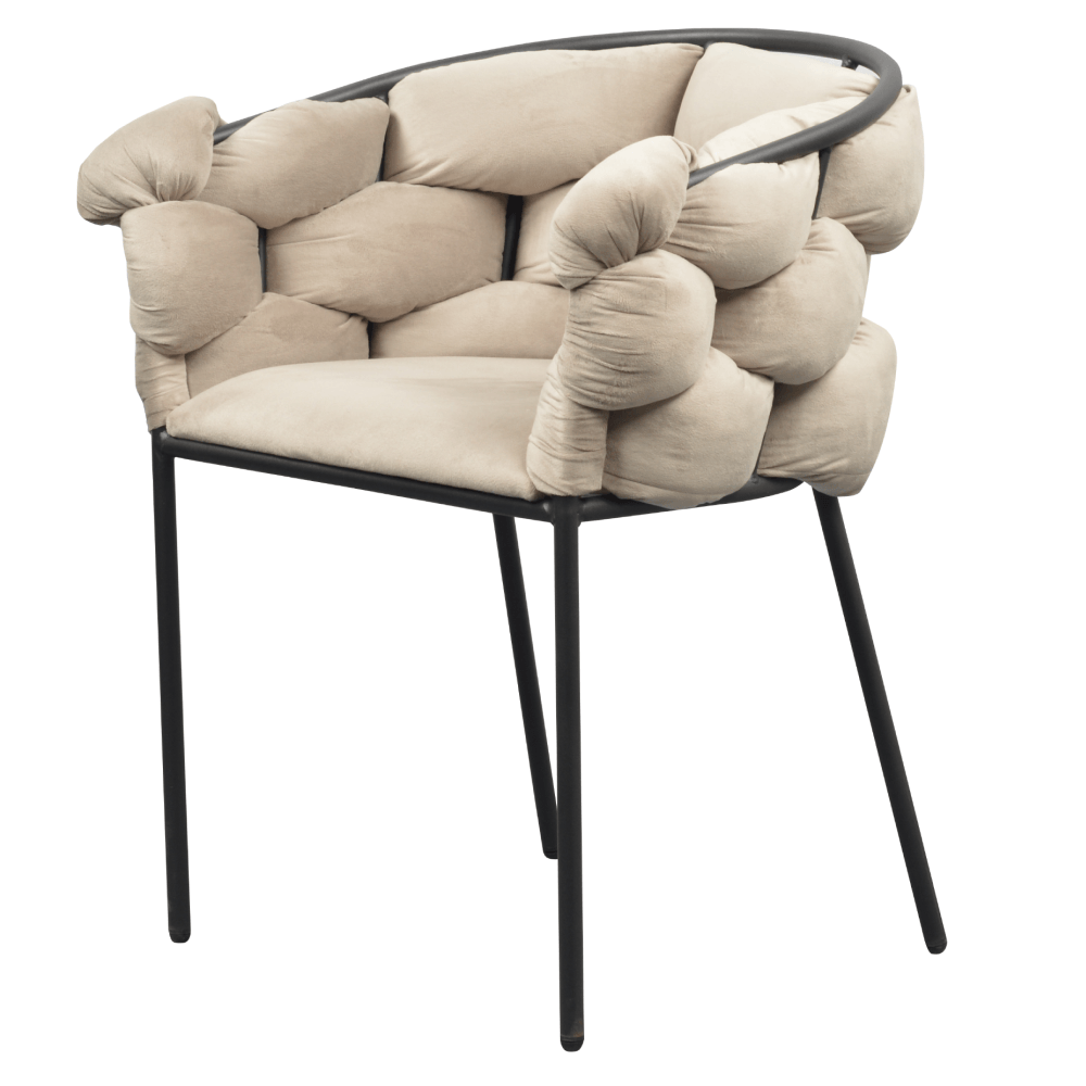Fotoliu pentru sufragerie, tesatura gri maronie Taupe Velvet/neagra, DOROTA — imaginea 5