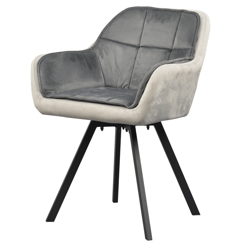 Fotoliu pentru sufragerie pivotant, tesatura Velvet gri, FLER — imaginea 4
