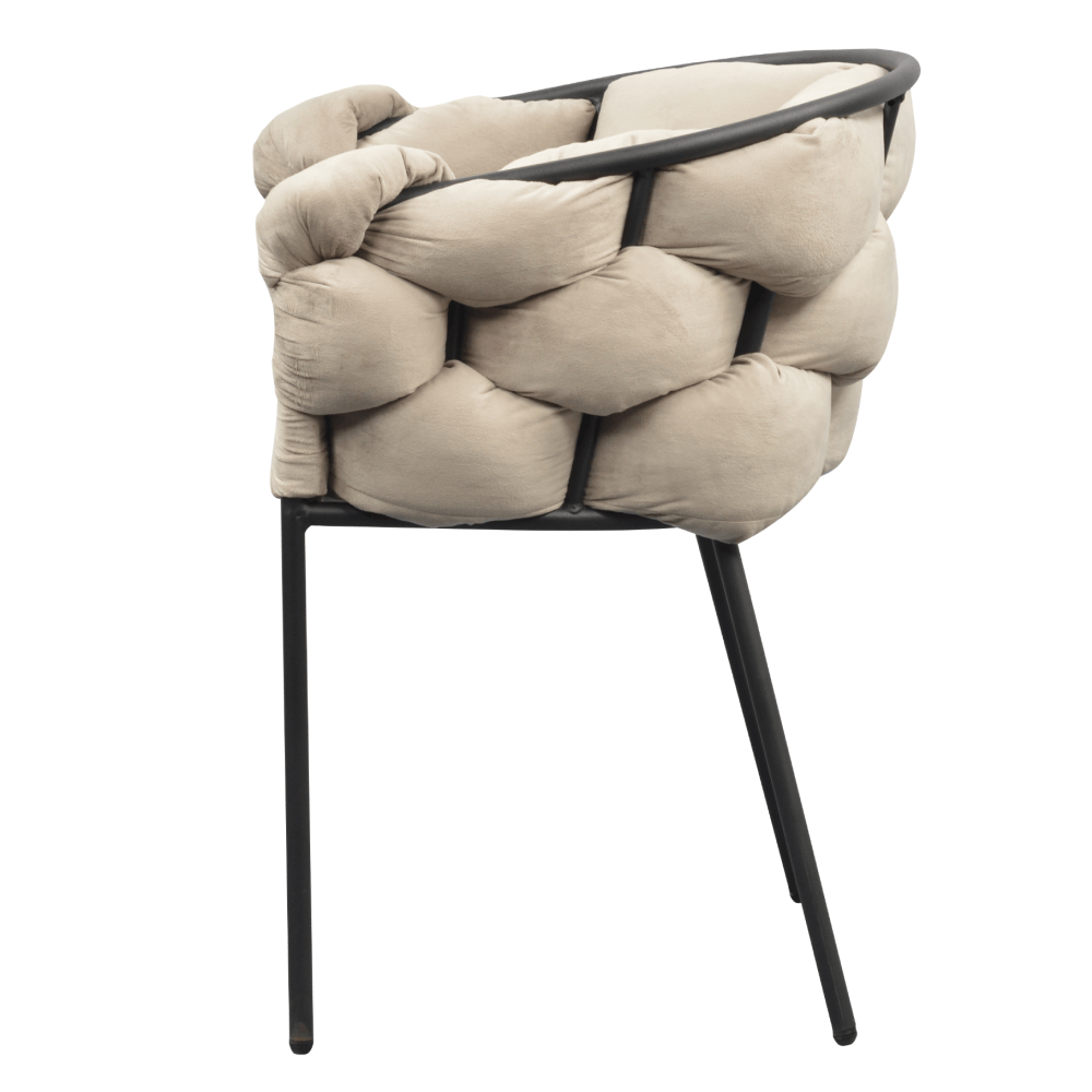Fotoliu pentru sufragerie, tesatura gri maronie Taupe Velvet/neagra, DOROTA — imaginea 6