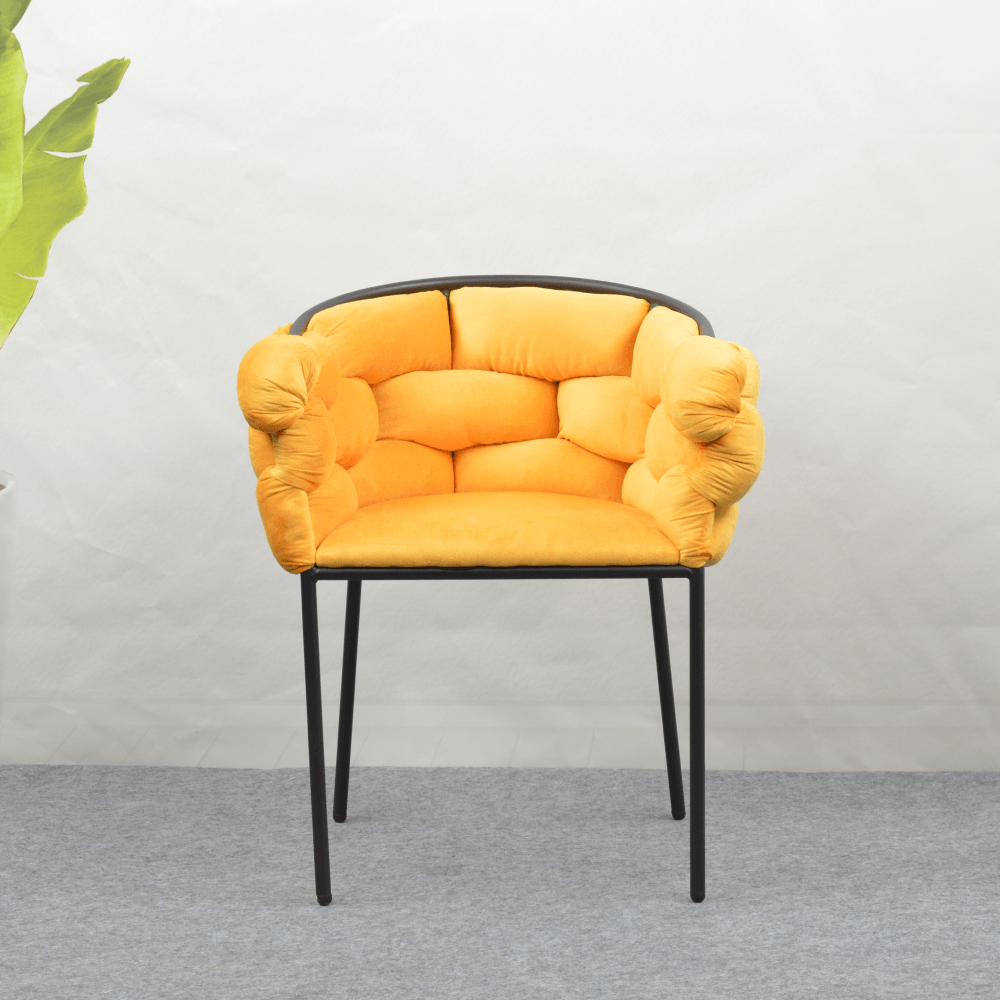 Fotoliu pentru sufragerie, tesatura galbena Velvet/neagra, DOROTA — imaginea 9
