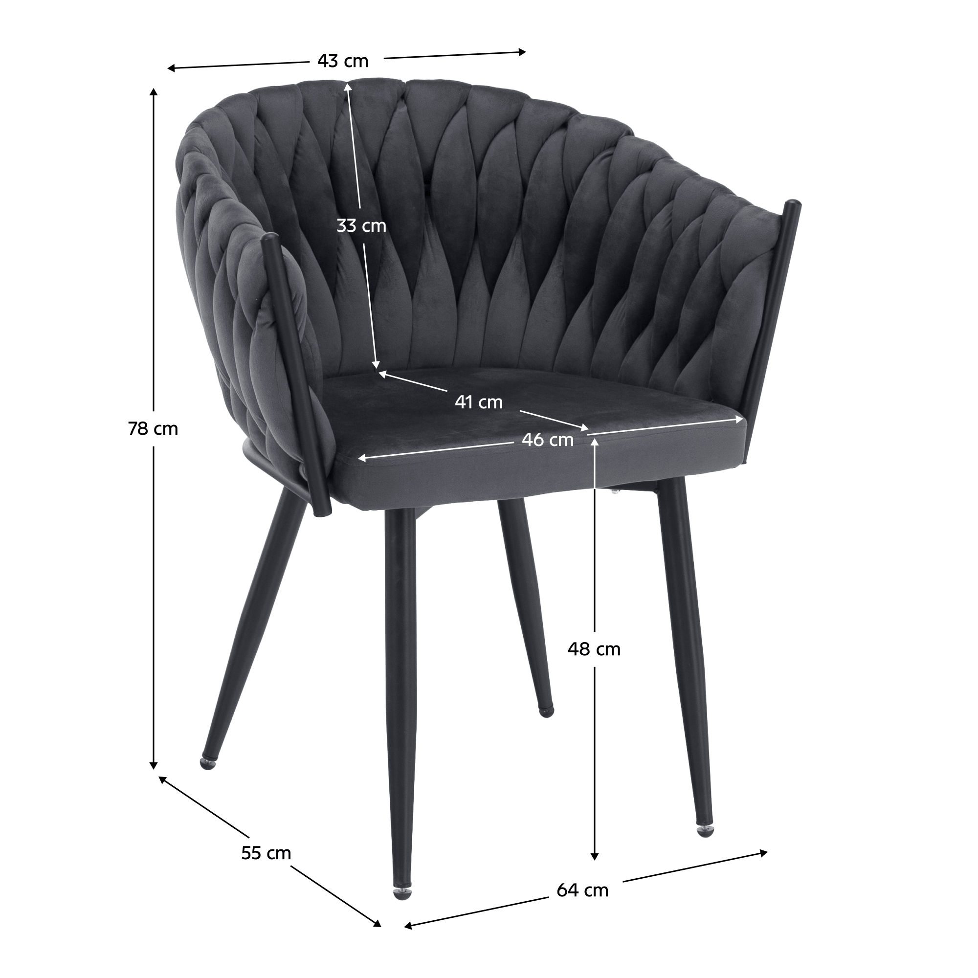 Scaun de bucatarie, gri inchis tesatura velvet/negru, BLER — imaginea 11
