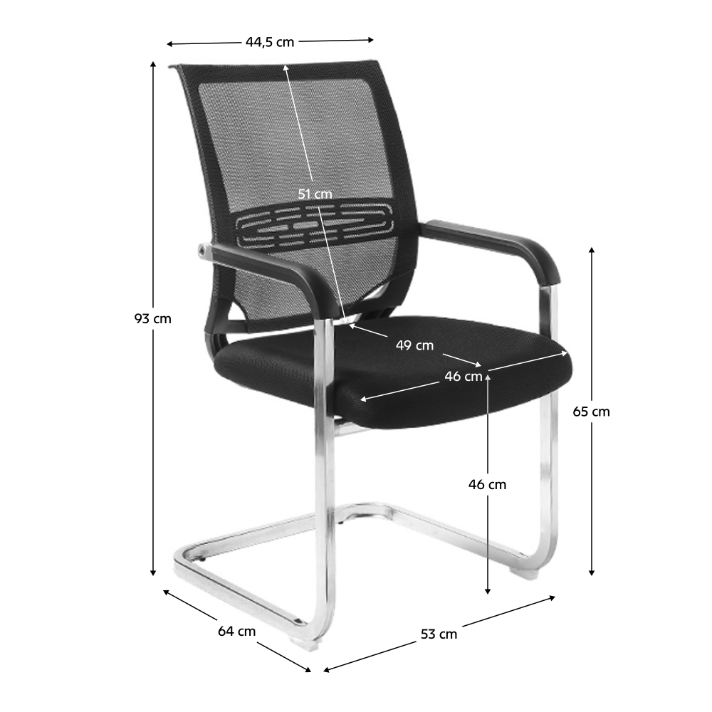 Scaun de conferinte, negru, FAJE — imaginea 2