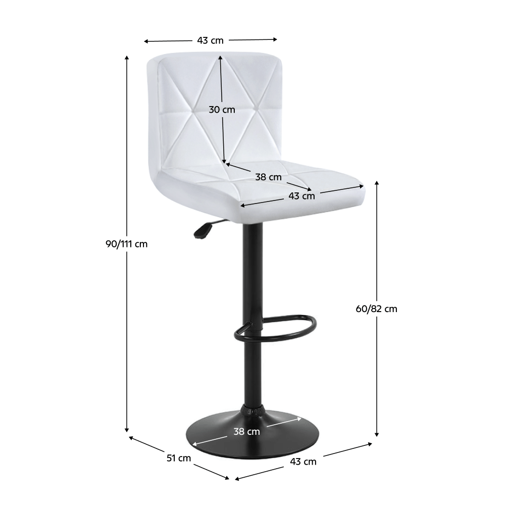 Scaun de bar, piele ecologica alb/negru, SELEST — imaginea 7