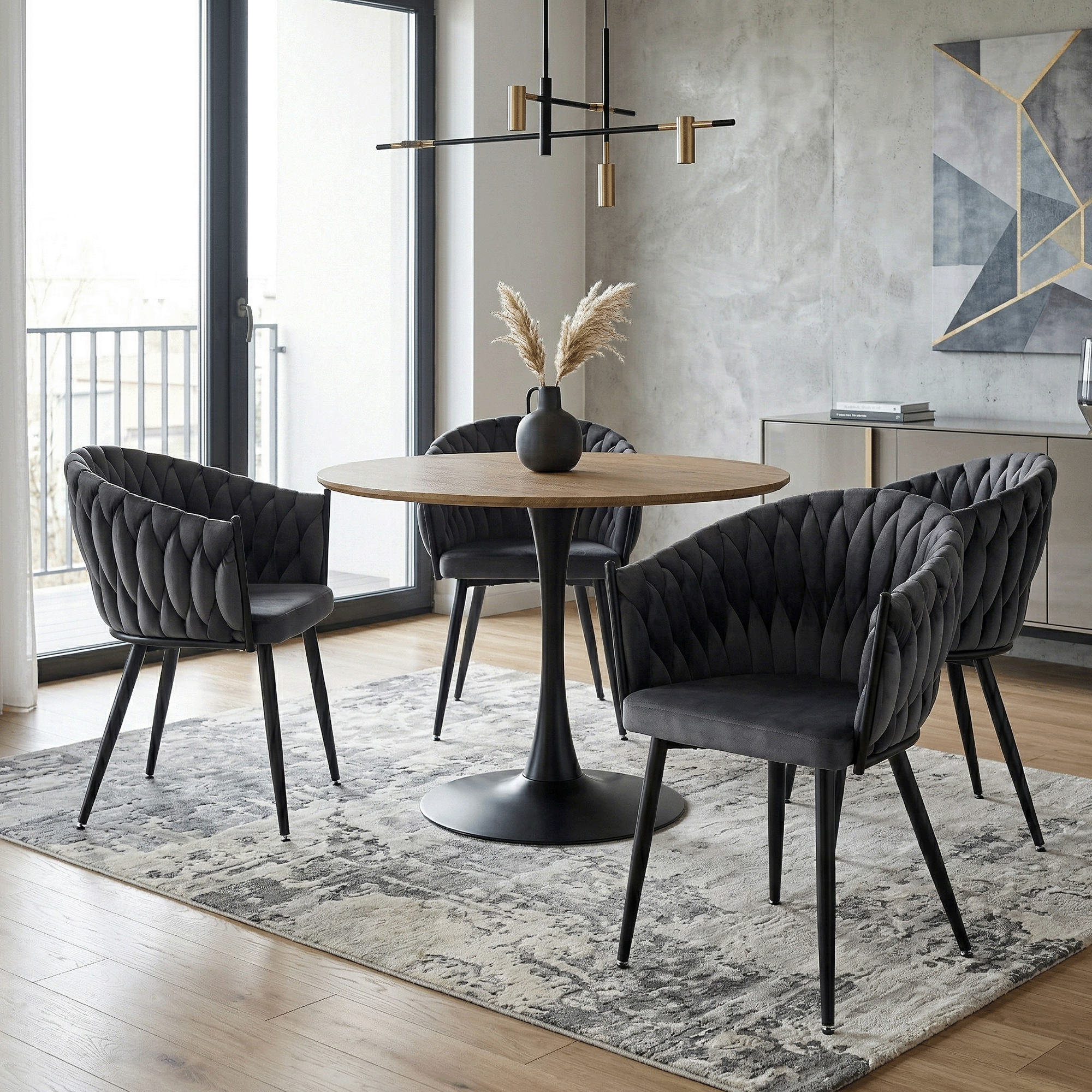 Scaun de bucatarie, gri inchis tesatura velvet/negru, BLER — imaginea 12