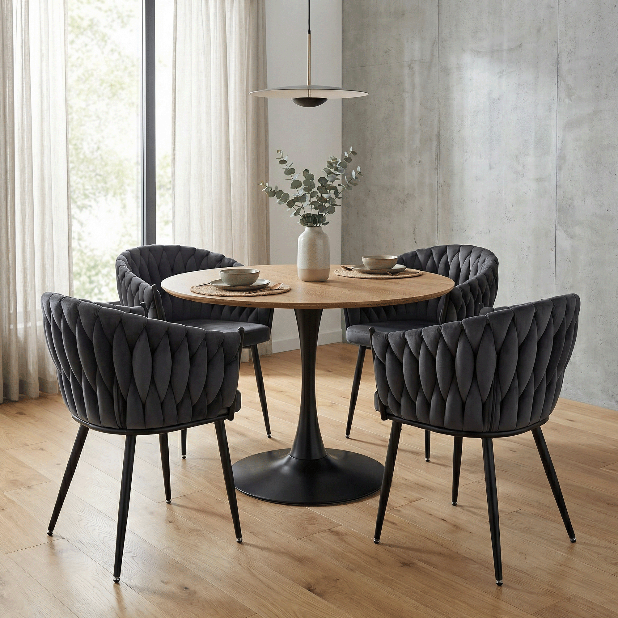 Scaun de bucatarie, gri inchis tesatura velvet/negru, BLER — imaginea 13