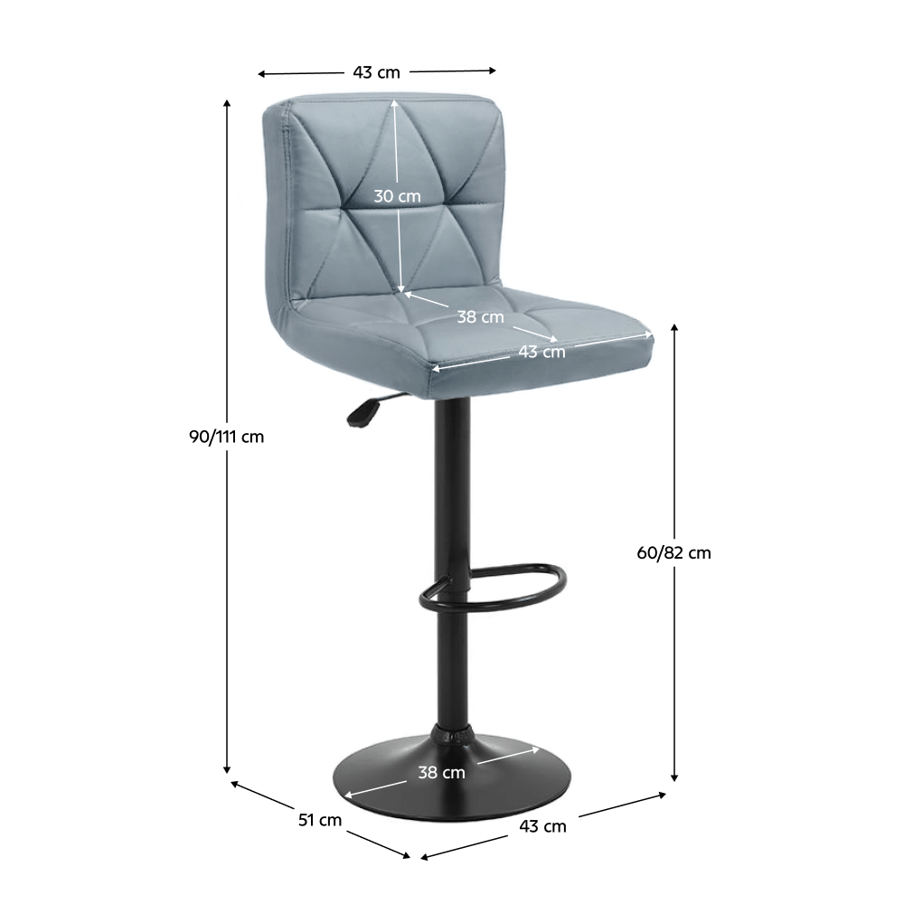 Scaun de bar, piele ecologica gri/negru, SELEST — imaginea 8
