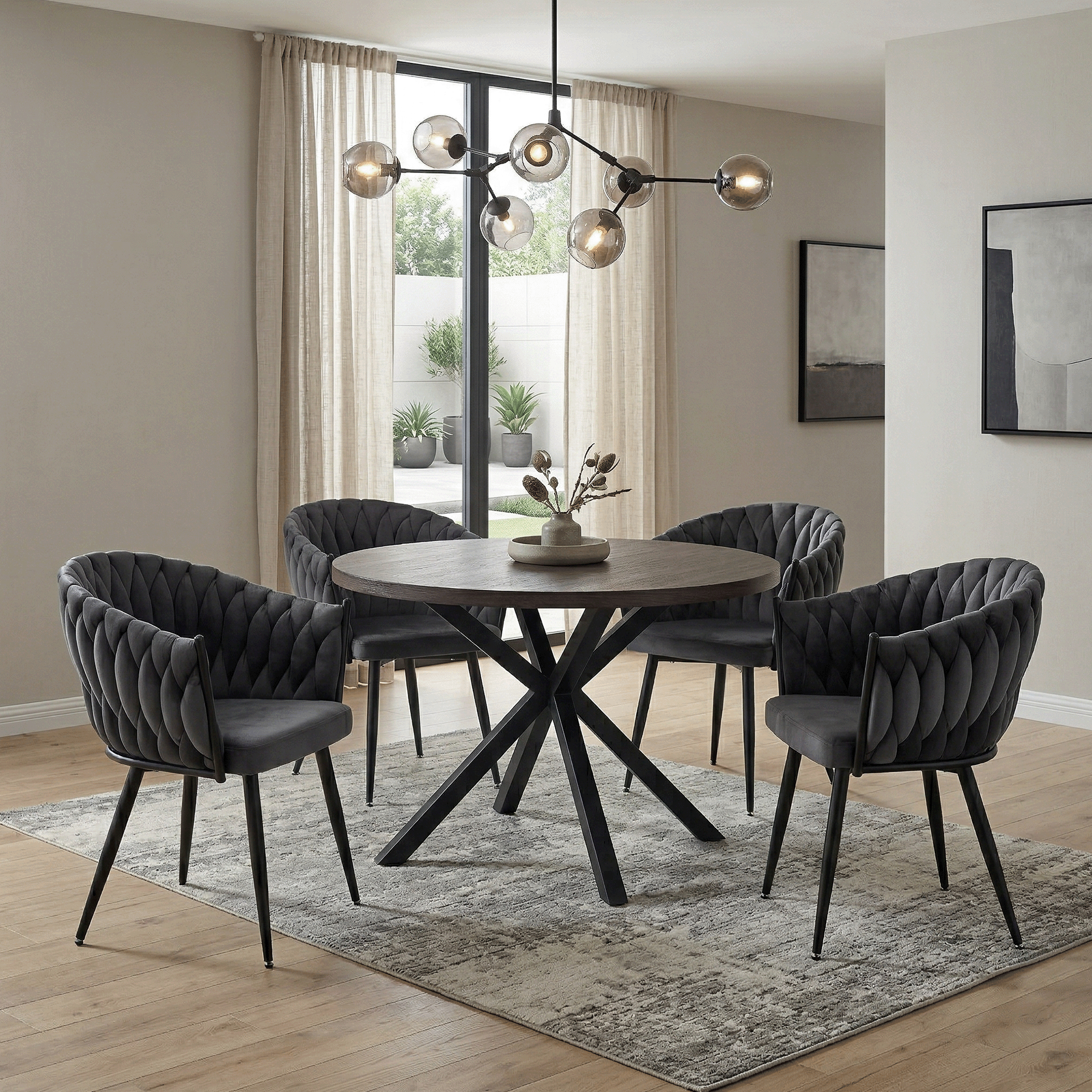 Scaun de bucatarie, gri inchis tesatura velvet/negru, BLER — imaginea 14