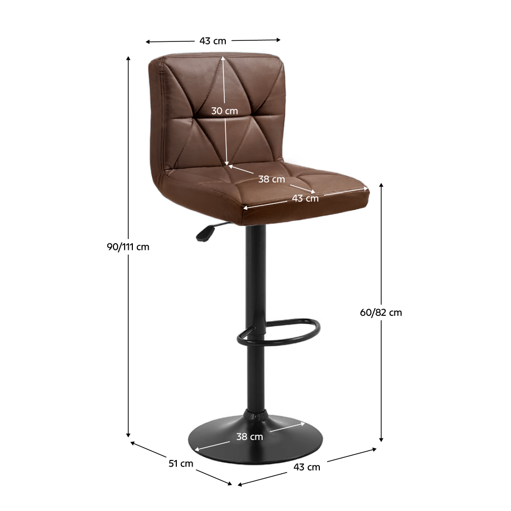 Scaun de bar, piele ecologica maro/negru, SELEST — imaginea 8