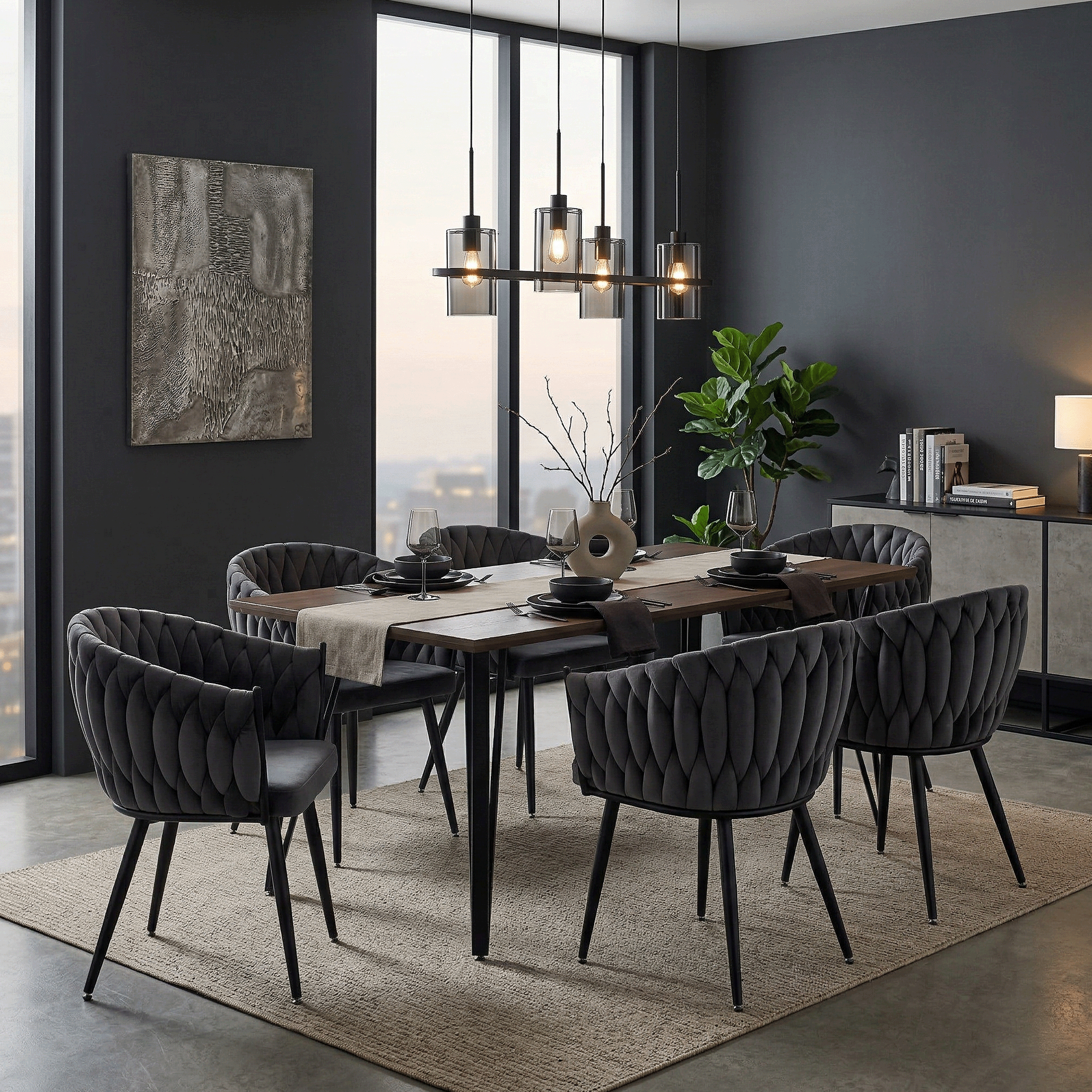 Scaun de bucatarie, gri inchis tesatura velvet/negru, BLER — imaginea 16
