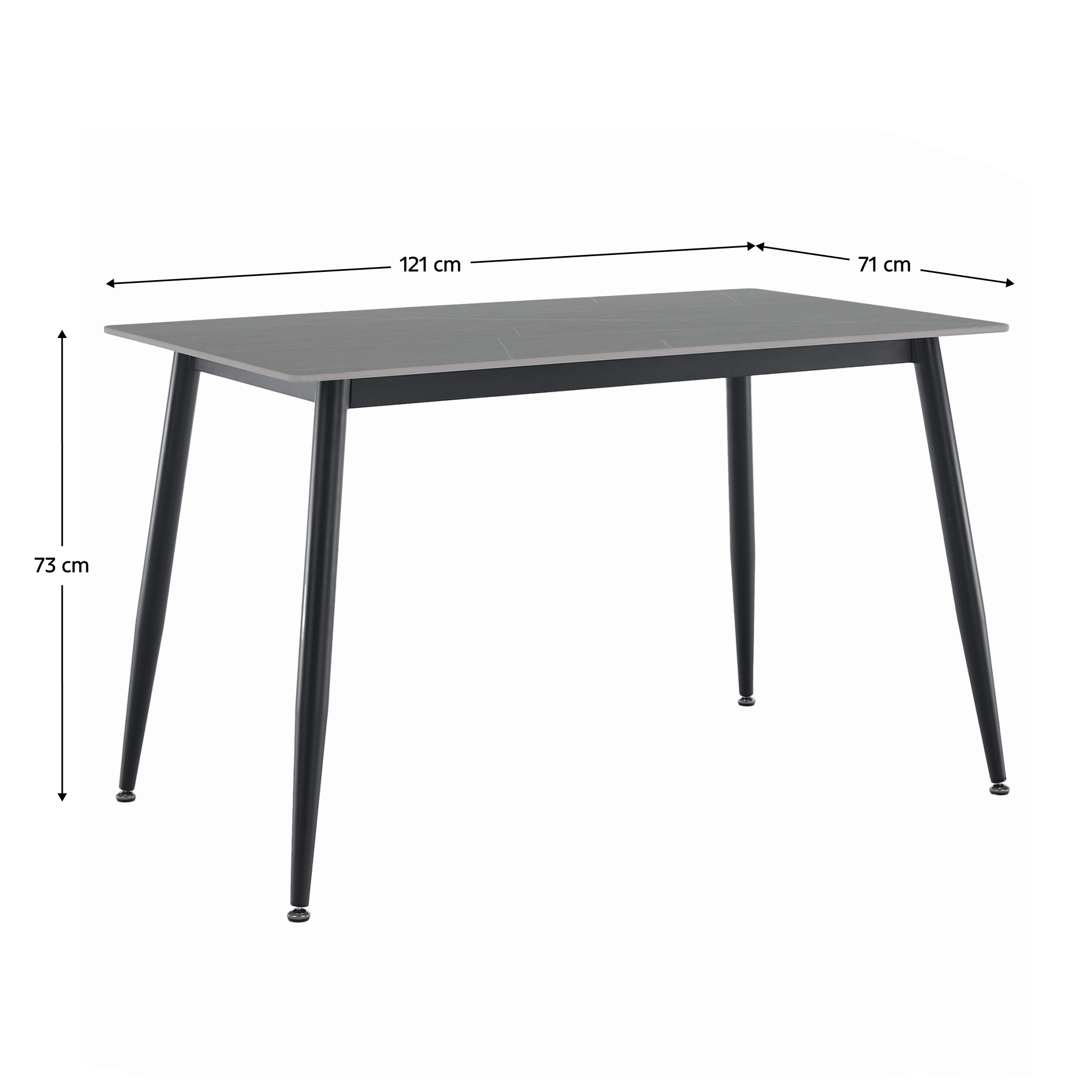 Masa de sufragerie, gri marmura/neagra, 121x71 cm, FLORENC TIP 1 — imaginea 13
