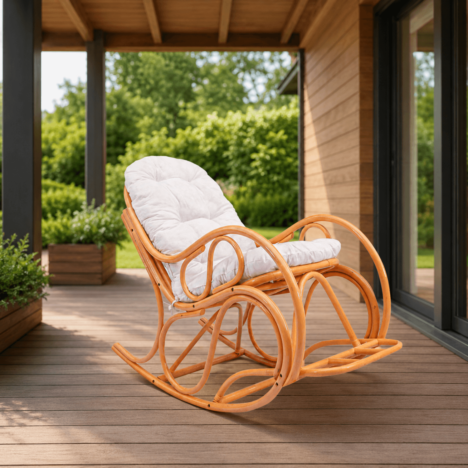 Scaun balansoar, de miere/bej, AGATON — imaginea 3