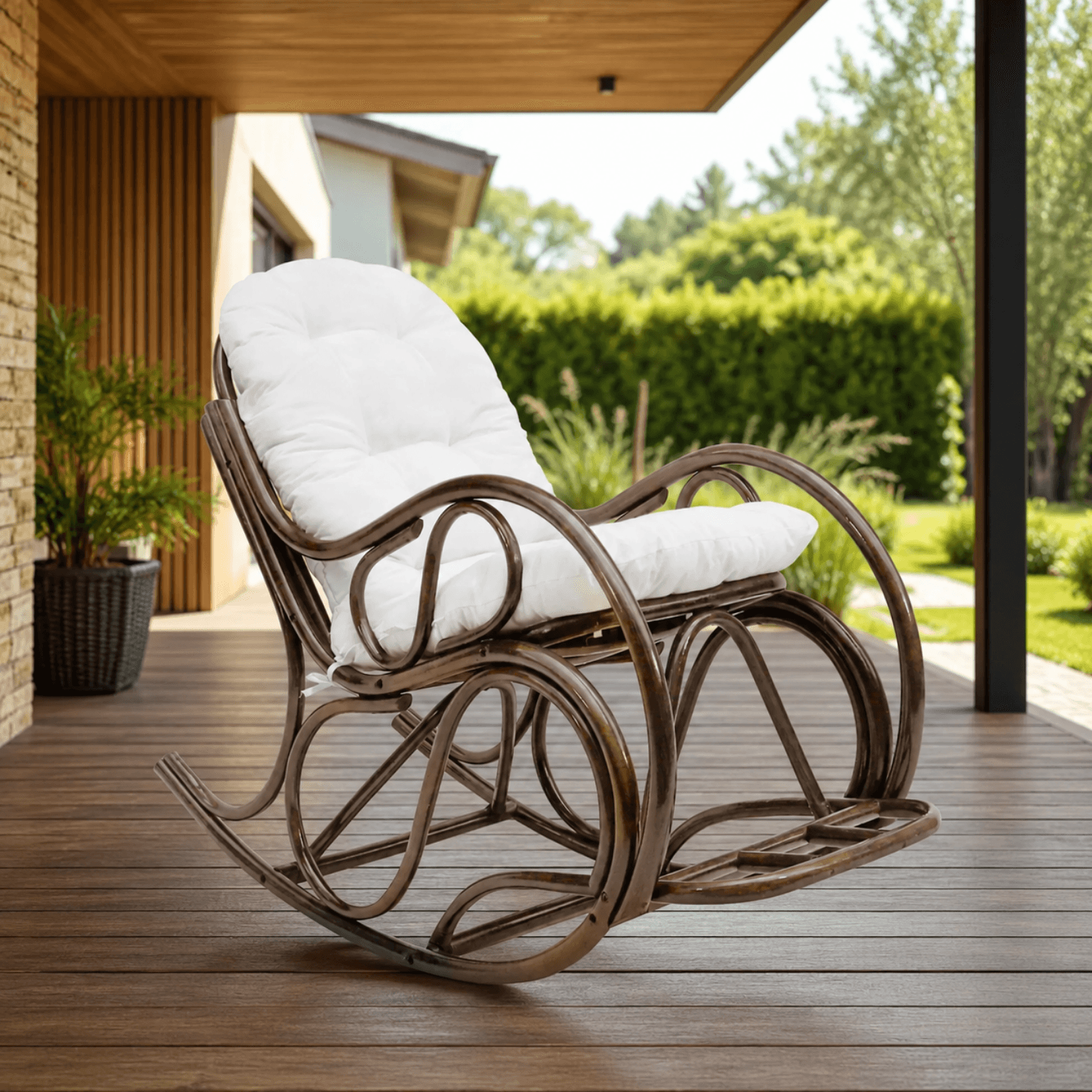 Scaun balansoar, maro inchis/bej, AGATON — imaginea 3