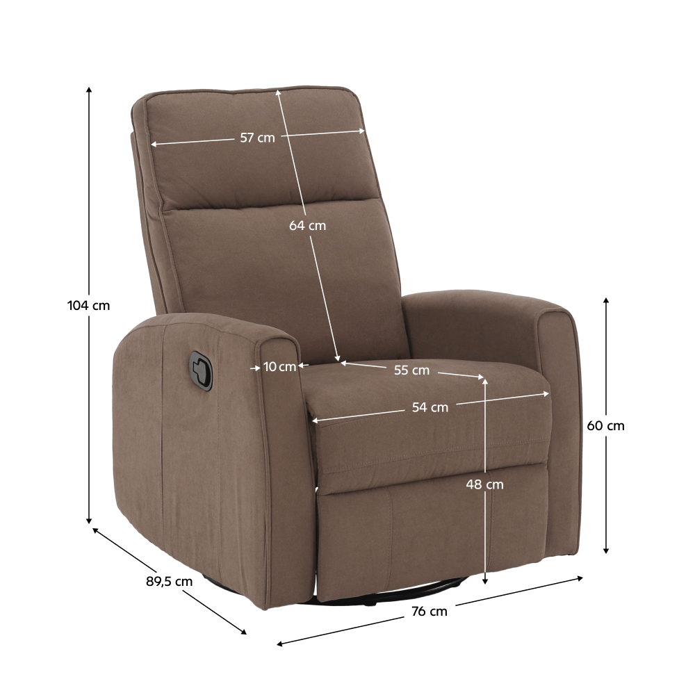 Fotoliu rotativ de relaxare, gri-maroniu taupe, MEKENZI — imaginea 14