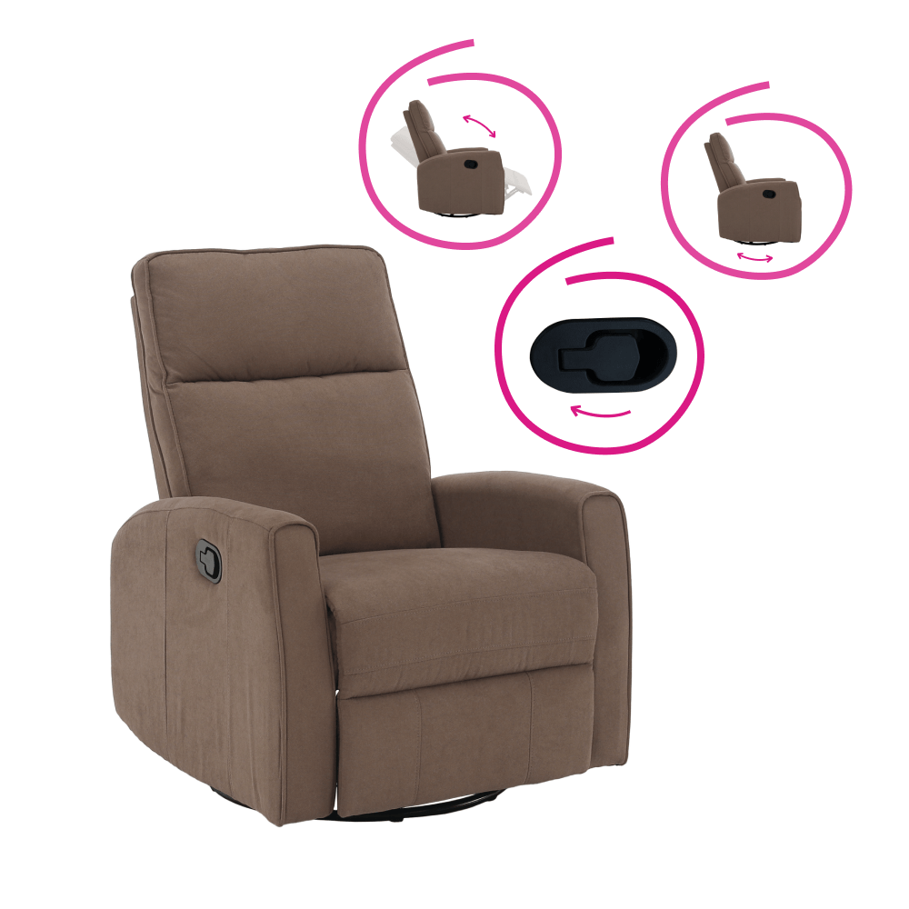 Fotoliu rotativ de relaxare, gri-maroniu taupe, MEKENZI — imaginea 15