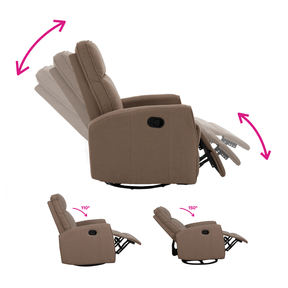 Fotoliu rotativ de relaxare, gri-maroniu taupe, MEKENZI — imaginea 16