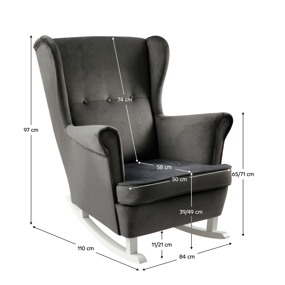 Scaun balansoar inalt, gri inchis/alb, TEJA — imaginea 2