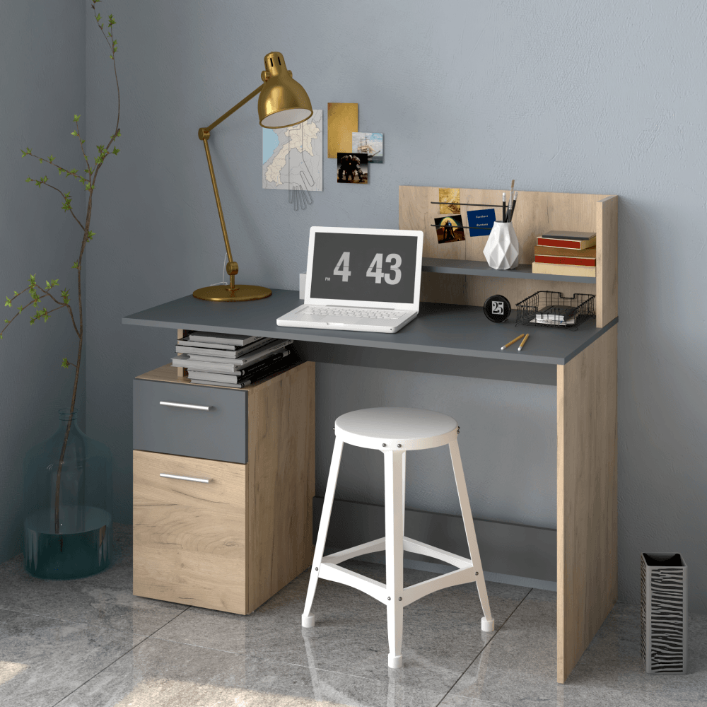 Masa PC, stejar artizan/grafit, PLATON NEW — imaginea 4