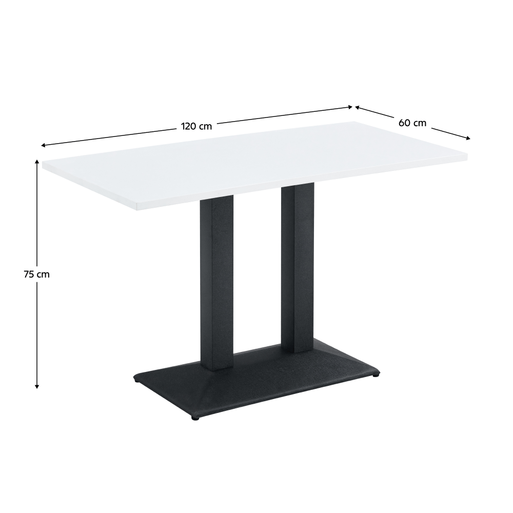 Masa de sufragerie bistro, alb/negru, 120x60 cm, RINALDO TYP 2 — imaginea 3
