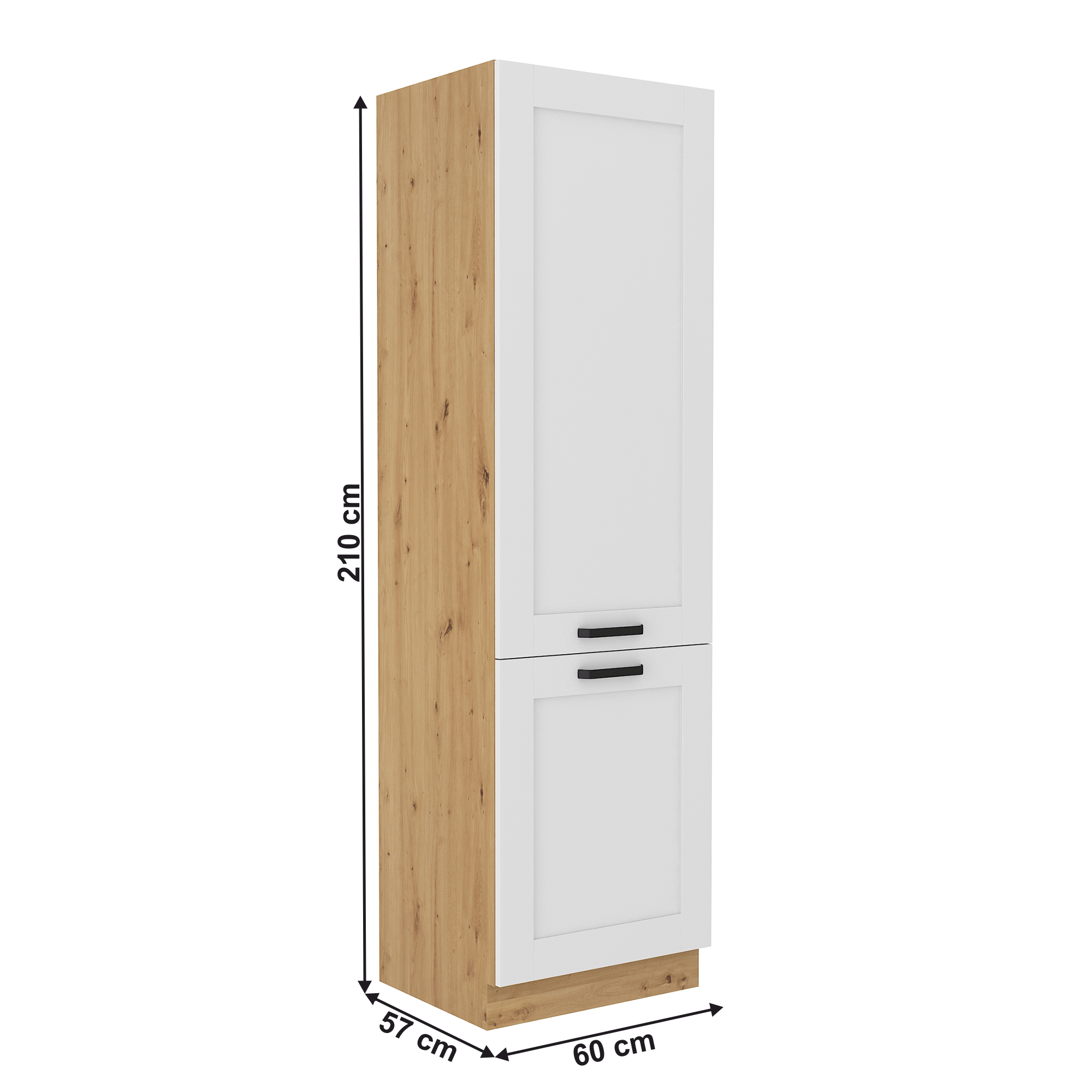 Dulap pentru frigider incorporabil, stejar artizan/alb, LULA 60 LO-210 2F — imaginea 4