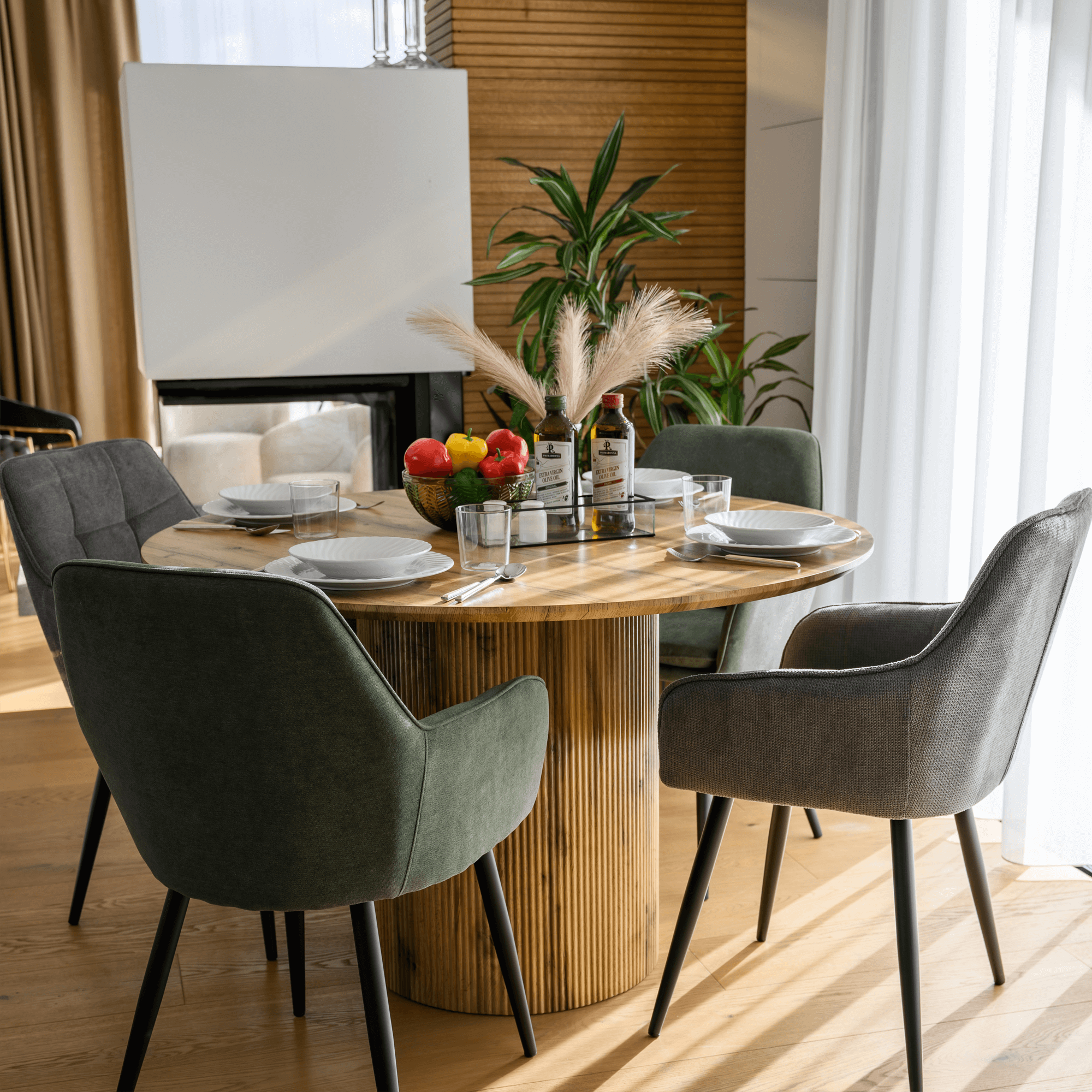 Masa de sufragerie, stejar, diametru 120 cm, MAHIR TIP 2 — imaginea 10