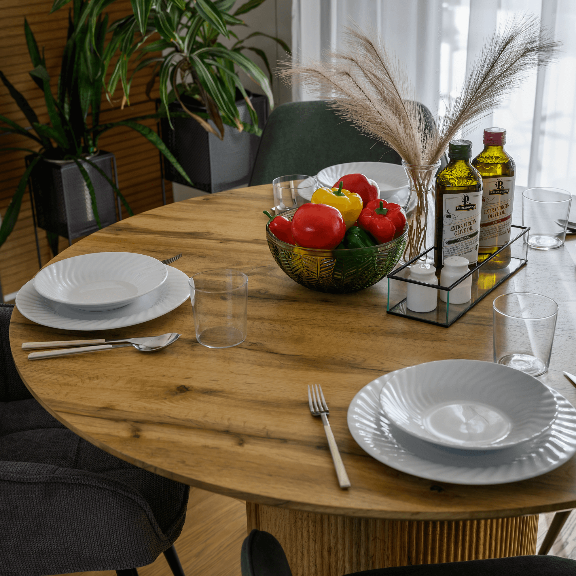 Masa de sufragerie, stejar, diametru 120 cm, MAHIR TIP 2 — imaginea 11