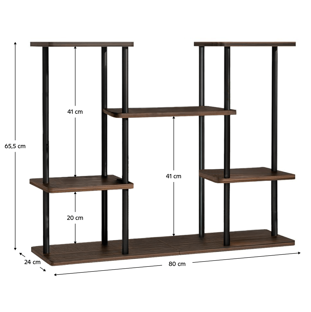 Suport pentru flori metalic, negru/lemn rustic, LEDER — imaginea 2