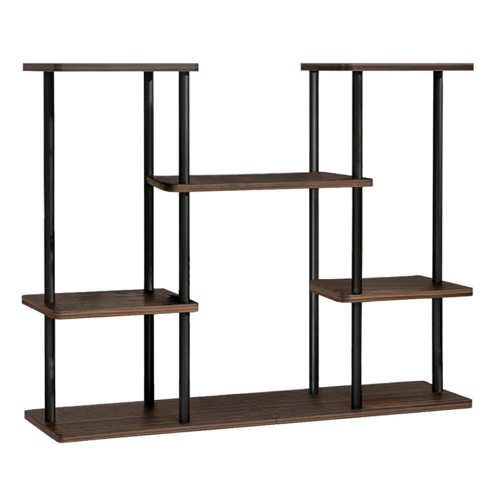 Suport pentru flori metalic, negru/lemn rustic, LEDER — imaginea 3
