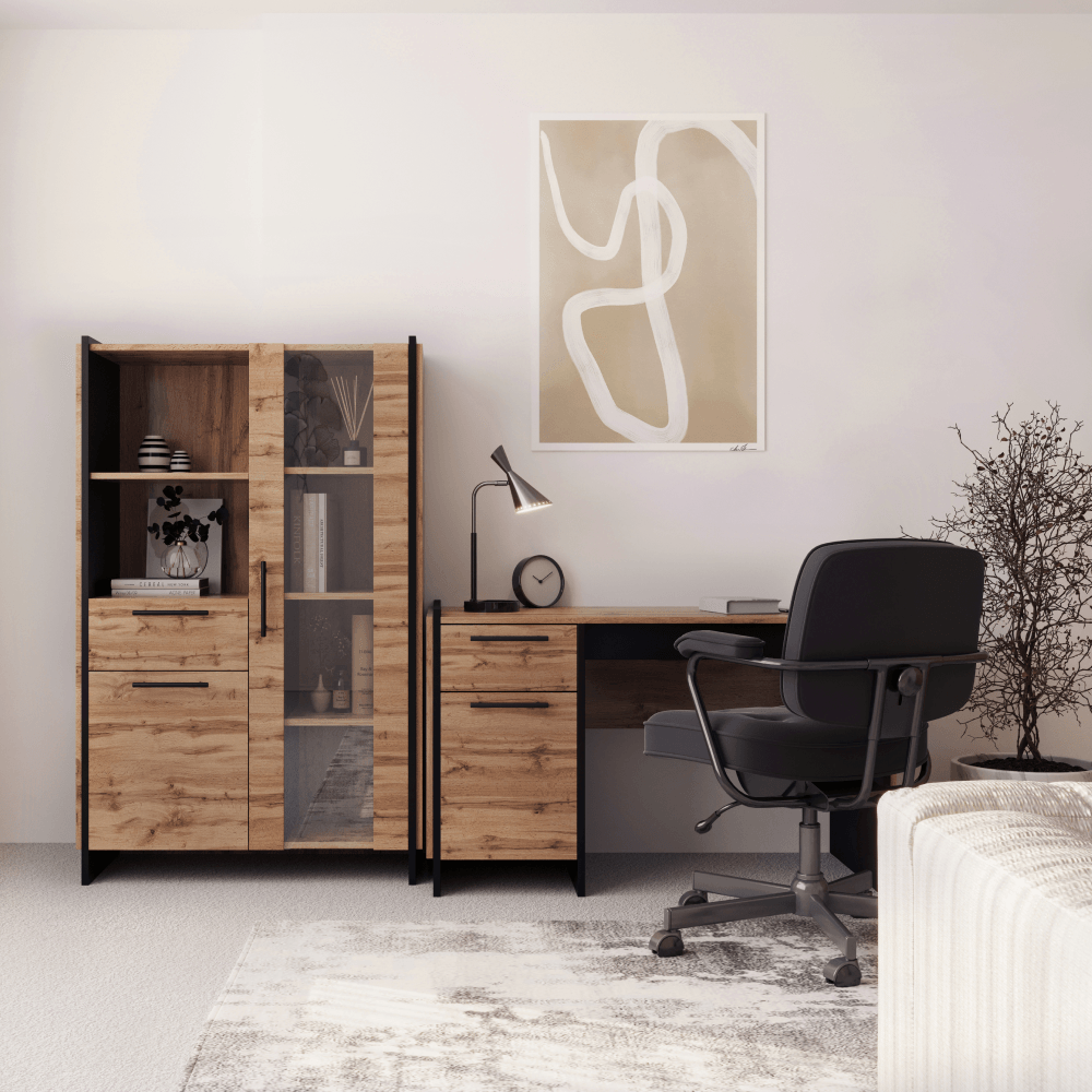 Masa PC 130, stejar wotan/negru, AMONI 1D1S — imaginea 3