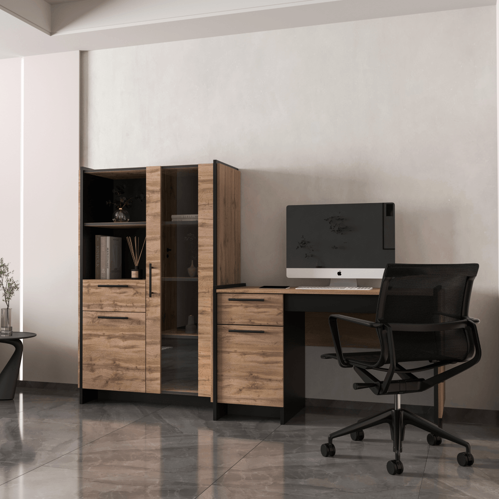Masa PC 130, stejar wotan/negru, AMONI 1D1S — imaginea 4