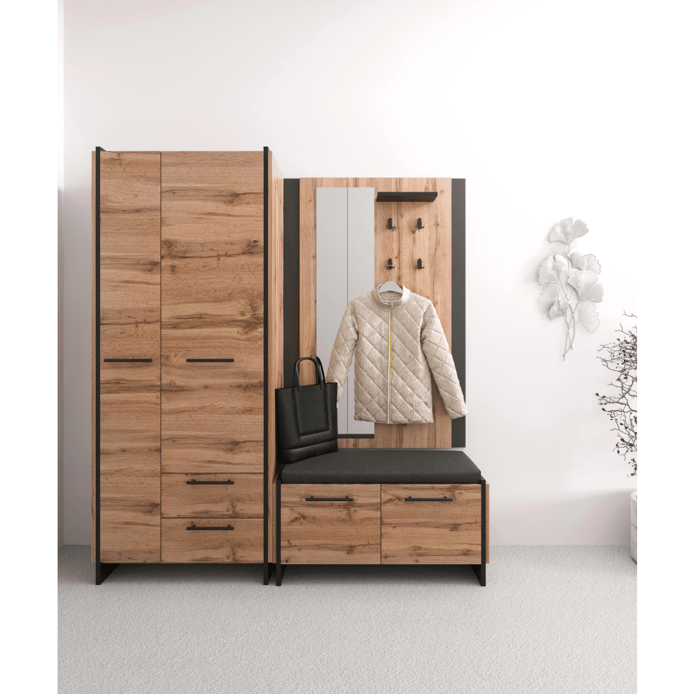 Dulap, stejar wotan/negru, AMONI 2D2S/45 — imaginea 5