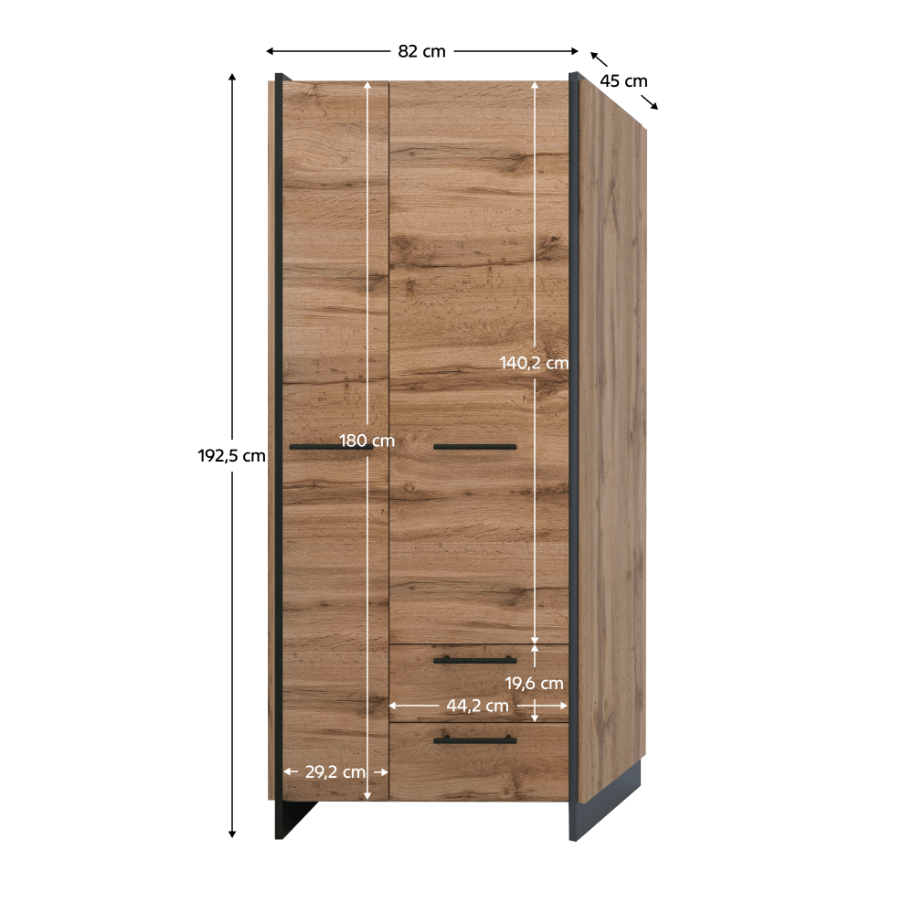 Dulap, stejar wotan/negru, AMONI 2D2S/45 — imaginea 7