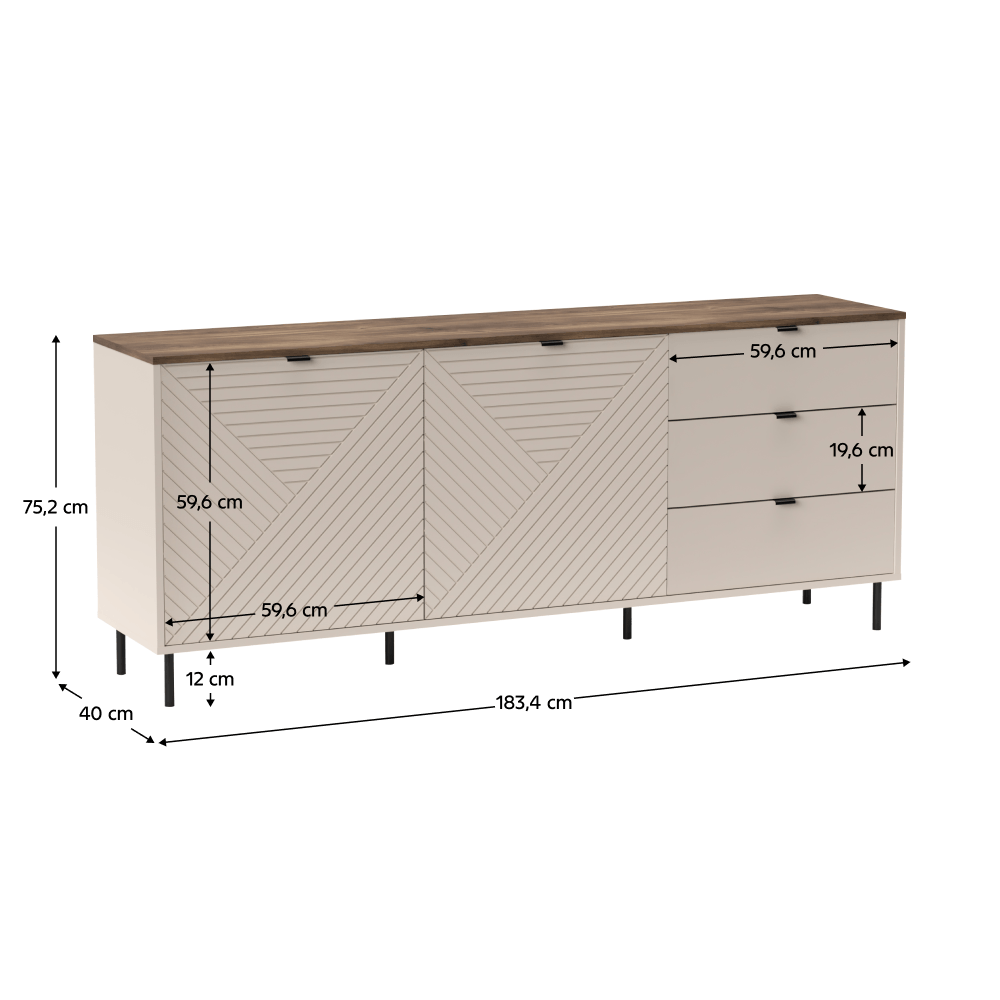 Comoda, casmir/stejar castello, EYCO 2D3S — imaginea 8