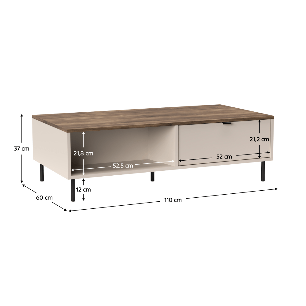 Masuta de cafea, casmir/stejar castello, EYCO 2S/110 — imaginea 8