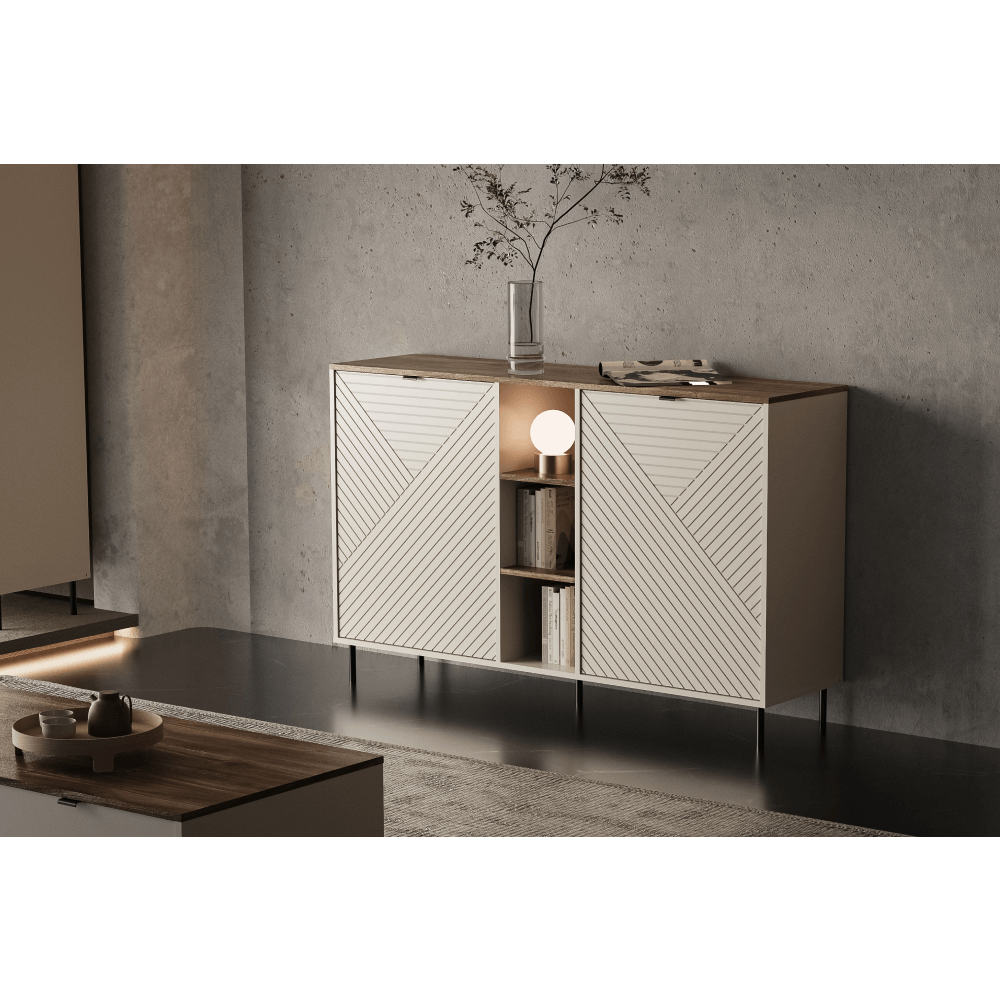 Comoda cu polite, casmir/stejar castello, EYCO 2D — imaginea 3
