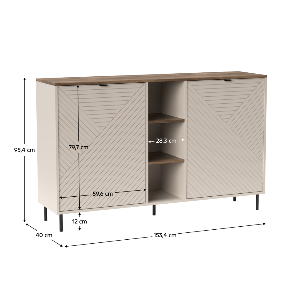 Comoda cu polite, casmir/stejar castello, EYCO 2D — imaginea 4