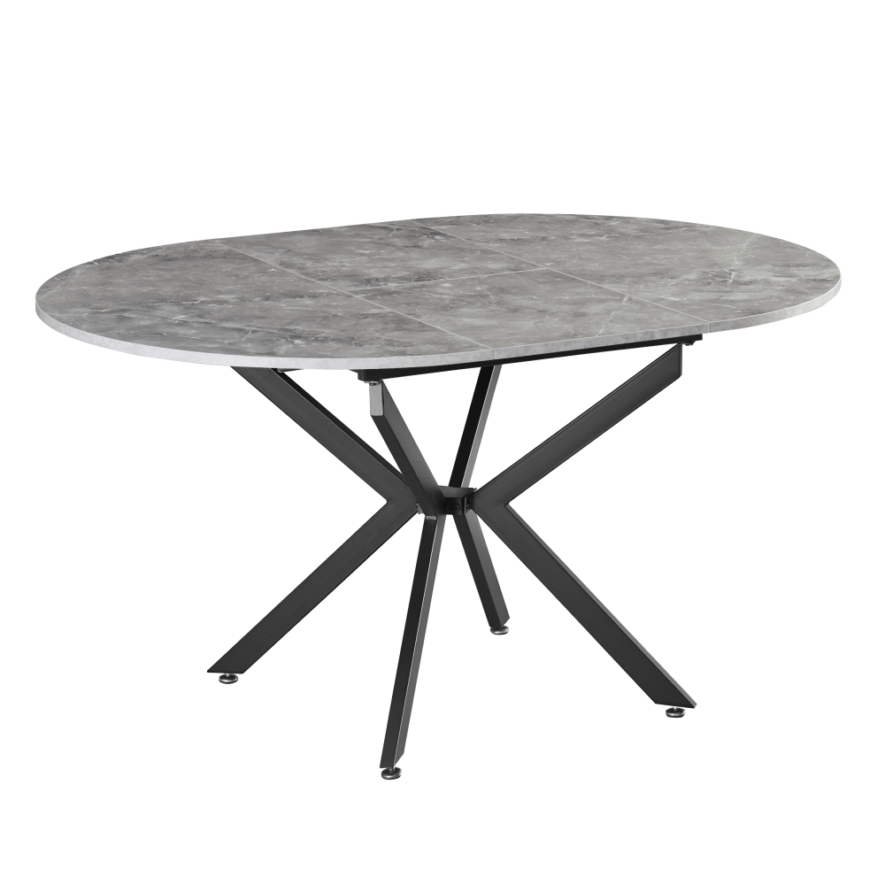 Masa extensibila de dining, beton/neagra, 100x100-140x75 cm, ABERO TIP 1 — imaginea 2