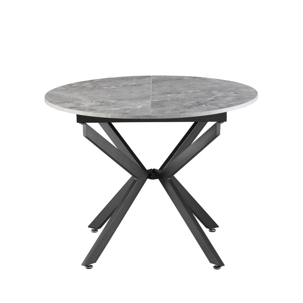 Masa extensibila de dining, beton/neagra, 100x100-140x75 cm, ABERO TIP 1 — imaginea 3