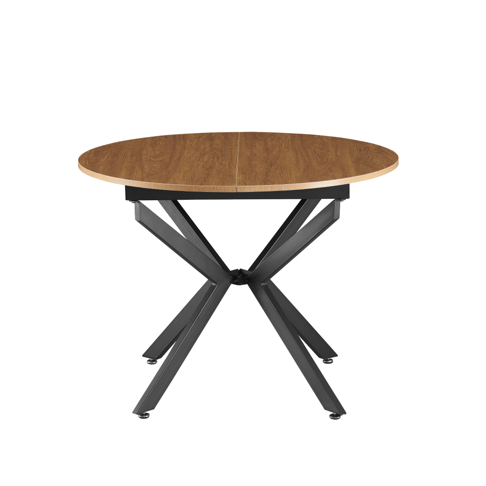 Masa extensibila de dining, stejar deschis/neagra, 100x100-140x75 cm, ABERO TIP 1 — imaginea 3