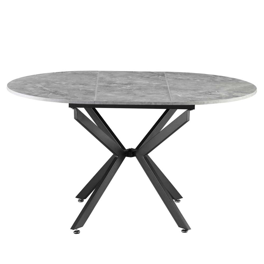 Masa extensibila de dining, beton/neagra, 100x100-140x75 cm, ABERO TIP 1 — imaginea 4