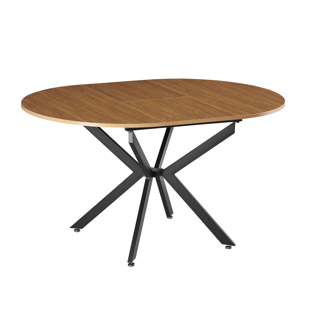 Masa extensibila de dining, stejar deschis/neagra, 100x100-140x75 cm, ABERO TIP 1 — imaginea 4