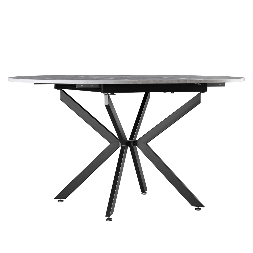 Masa extensibila de dining, beton/neagra, 100x100-140x75 cm, ABERO TIP 1 — imaginea 5