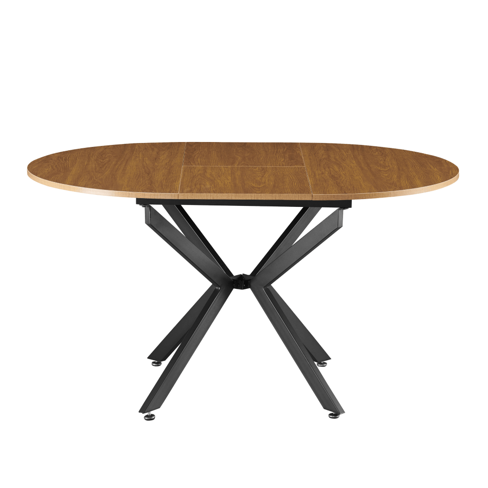 Masa extensibila de dining, stejar deschis/neagra, 100x100-140x75 cm, ABERO TIP 1 — imaginea 5